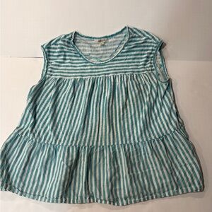 Style & Co. Teal and White Striped Top